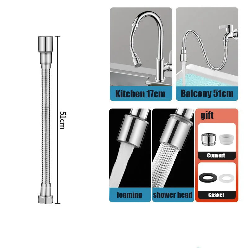 1080° Rotating Faucet Sprayer Head – Stainless Steel Universal Tap Extender with 2 Water Modes