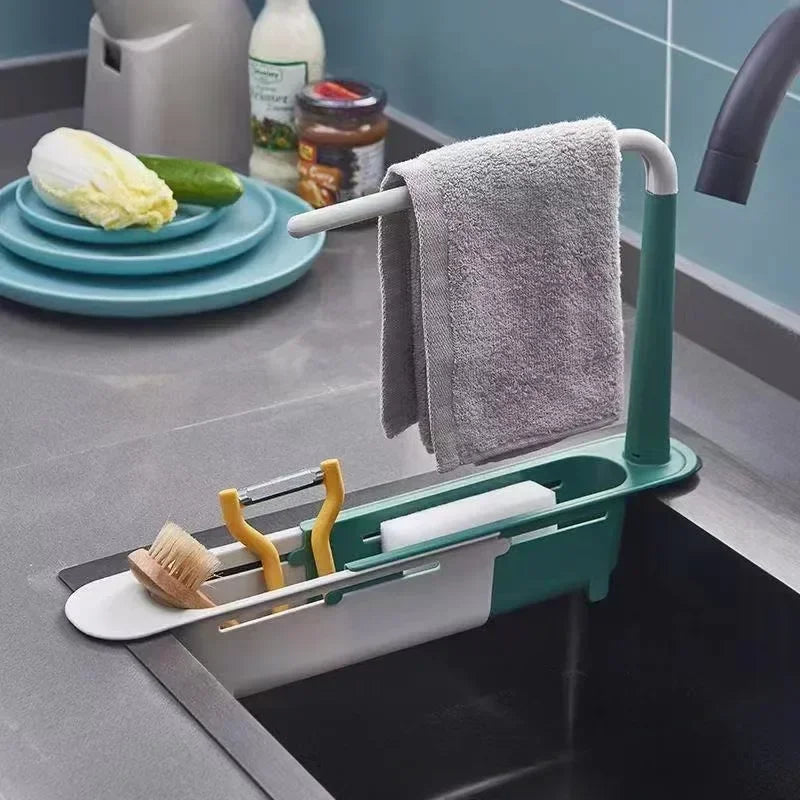Kitchen Sink Drain Basket | Corner Strainer & Sponge Holder