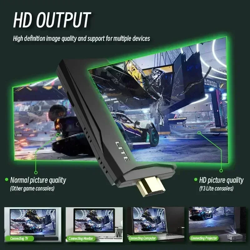 Game console adapter with HD output feature on a dark background