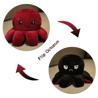 Reversible Mood Octopus Plush Toy | Flip Colour Changing Soft Cushion