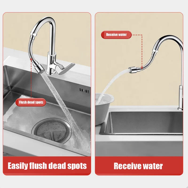 1080° Rotating Faucet Sprayer Head – Stainless Steel Universal Tap Extender with 2 Water Modes