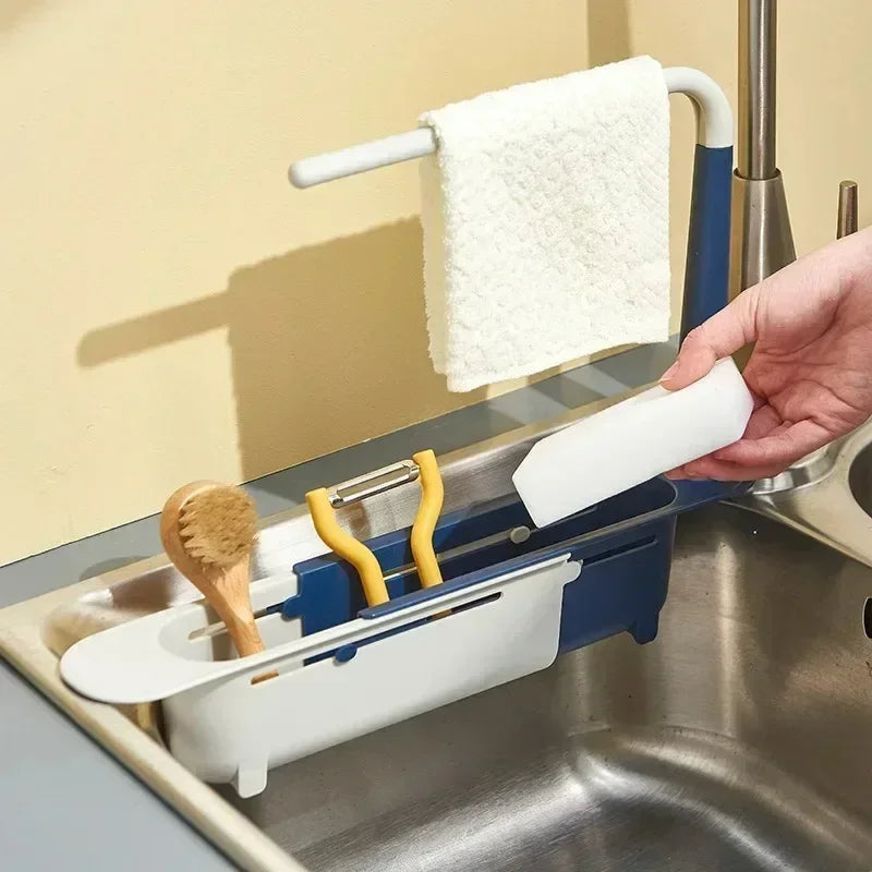 Kitchen Sink Drain Basket | Corner Strainer & Sponge Holder