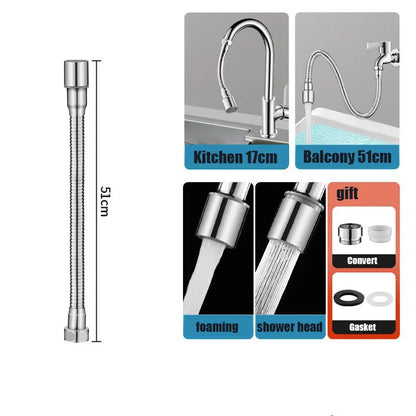1080° Rotating Faucet Sprayer Head – Stainless Steel Universal Tap Extender with 2 Water Modes