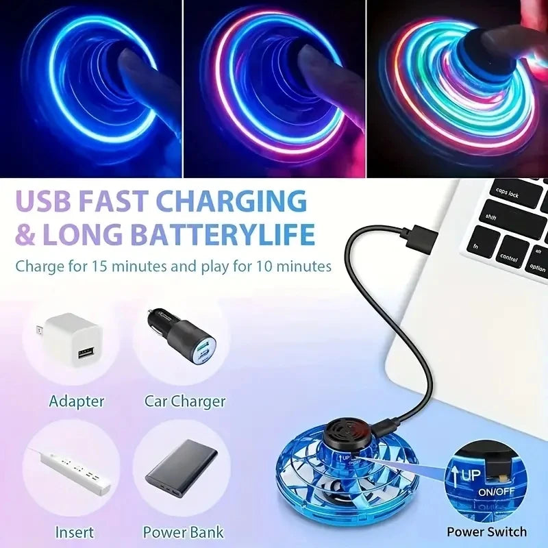 LED Flying Spinner Toy | Rechargeable Boomerang Hover Ball with Lights