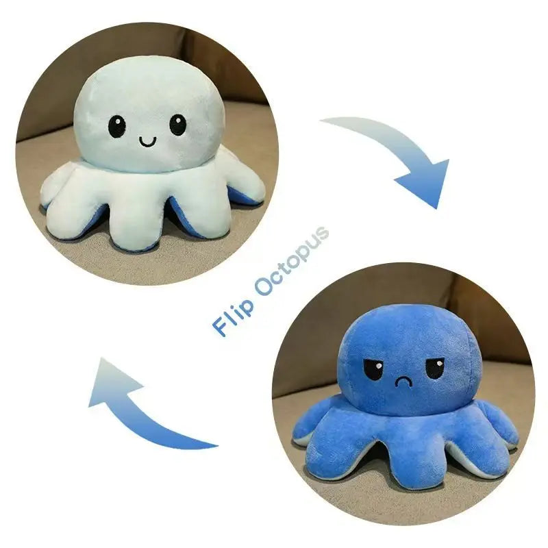 Reversible Mood Octopus Plush Toy | Flip Colour Changing Soft Cushion