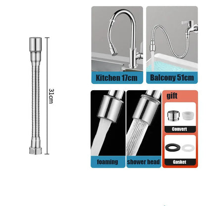 1080° Rotating Faucet Sprayer Head – Stainless Steel Universal Tap Extender with 2 Water Modes