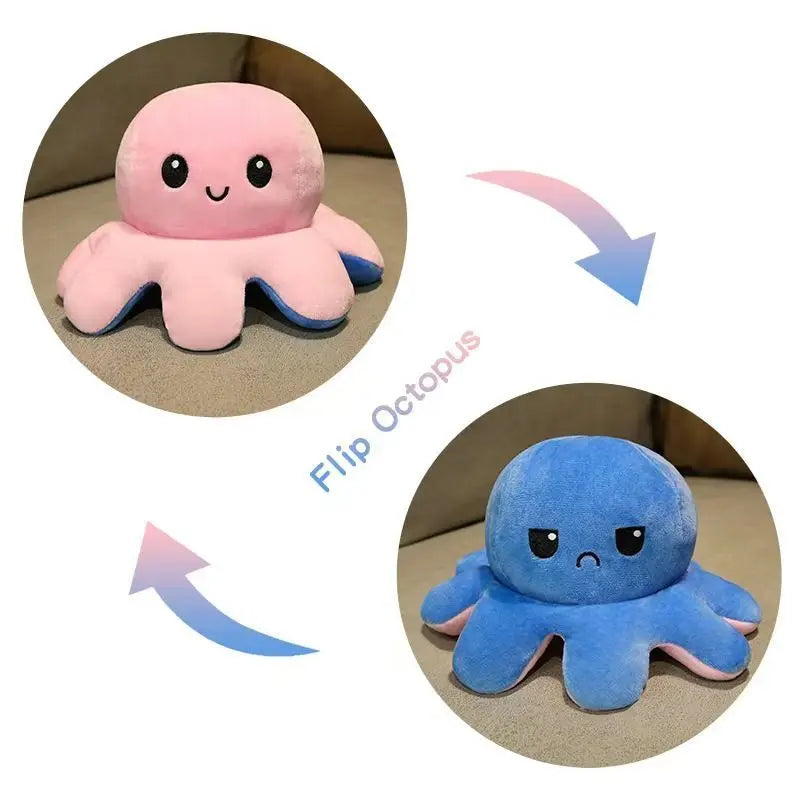 Reversible Mood Octopus Plush Toy | Flip Colour Changing Soft Cushion