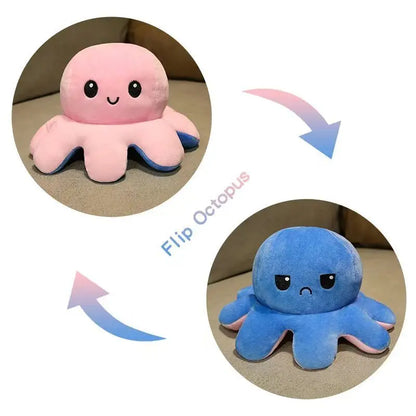 Reversible Mood Octopus Plush Toy | Flip Colour Changing Soft Cushion