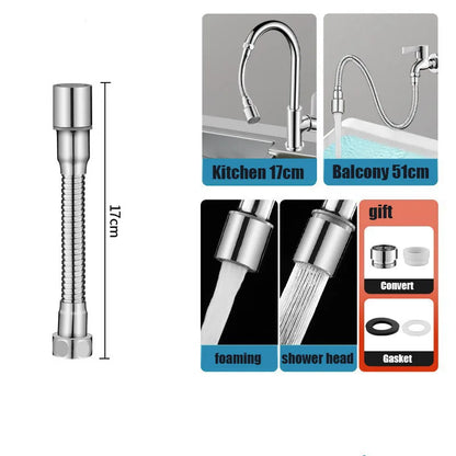 1080° Rotating Faucet Sprayer Head – Stainless Steel Universal Tap Extender with 2 Water Modes