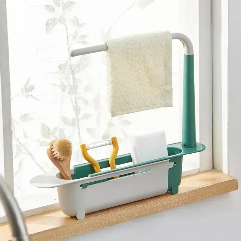 Kitchen Sink Drain Basket | Corner Strainer & Sponge Holder
