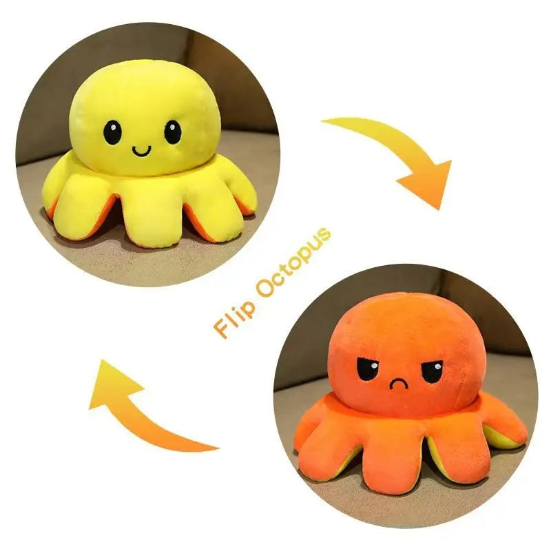 Reversible Mood Octopus Plush Toy | Flip Colour Changing Soft Cushion