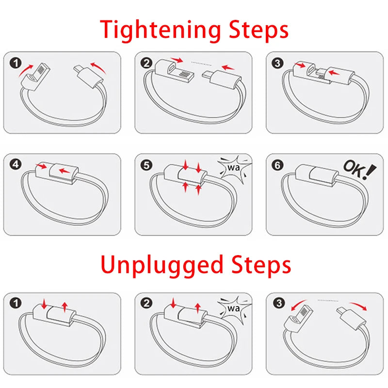 USB-C Bracelet Charging Cable – Braided Leather Fast Charge Type-C Data Cable for Samsung, Huawei, Xiaomi & Android Devices