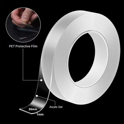Reusable Nano Double-Sided Adhesive Tape – Transparent Waterproof Traceless Mounting Tape for Woodworking, Home & Office