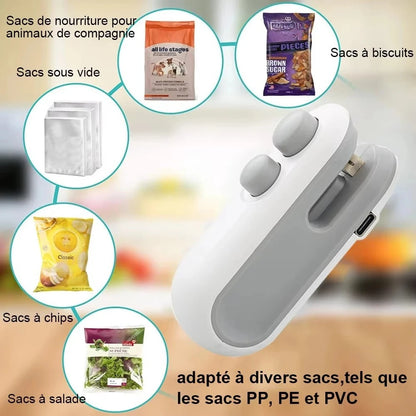 USB Rechargeable Mini Bag Sealer | 2-in-1 Heat Sealer & Bag Cutter