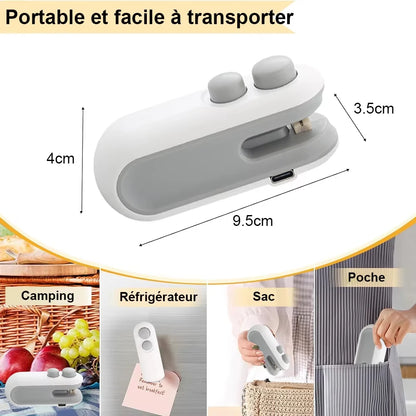 USB Rechargeable Mini Bag Sealer | 2-in-1 Heat Sealer & Bag Cutter