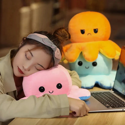 Reversible Mood Octopus Plush Toy | Flip Colour Changing Soft Cushion