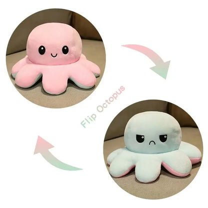 Reversible Mood Octopus Plush Toy | Flip Colour Changing Soft Cushion