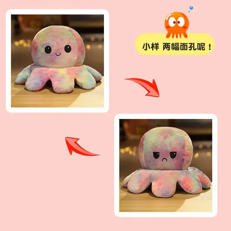 Reversible Mood Octopus Plush Toy | Flip Colour Changing Soft Cushion