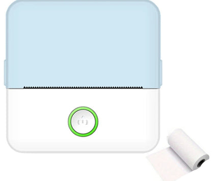 Small electronic device with a green light and a roll of paper on a white background