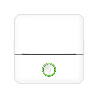 White electronic device with a green power symbol on a white background
