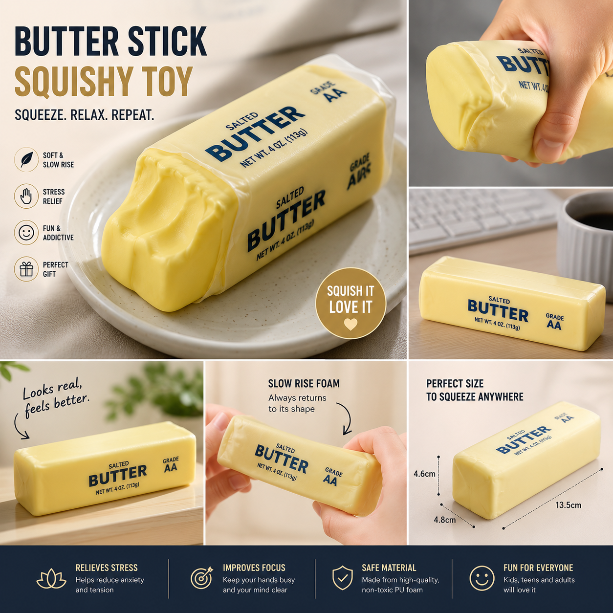 Butter Stick Squishy Fidget Toy | Stress Relief Sensory Toy UK